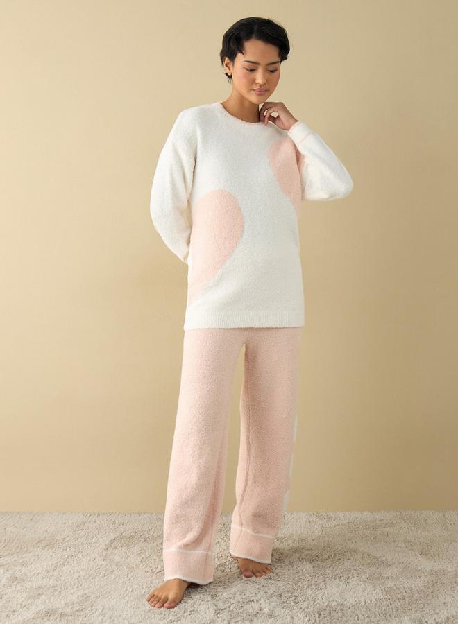 سبلاش فيڤ طقم بيجامة وتيشيرت بطبعة قلب وألوان متداخلة - Image 1