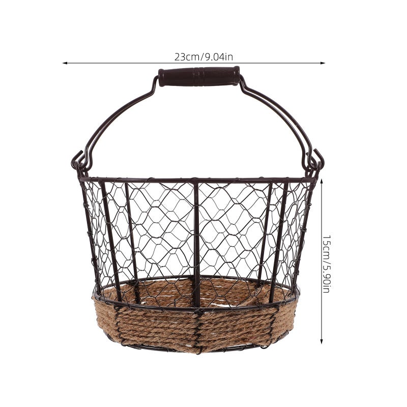 Black Woven Metal Storage Basket With Handle Desktop Organizer For Home Kitchen - Image 3