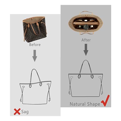 ZTUJO Purse Organizer Insert For Handbags, Purse Organizer With Zipper, Neverfull Organizer, Bag Organizer For Speedy Neverfull ONTHEGO Tote, Handbag and More (Silky Brown, Medium) - Image 5