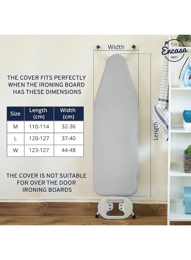 Encasa XO Encasa XO Ironing Board Cover and Pad 54x15  Metallised Silver Super Luxury with Foam  Felt Pad Fits Large Iron Boards  Heat Reflective Scorch Resistant Bungee Elasticated 3 Fasteners  - Image 3