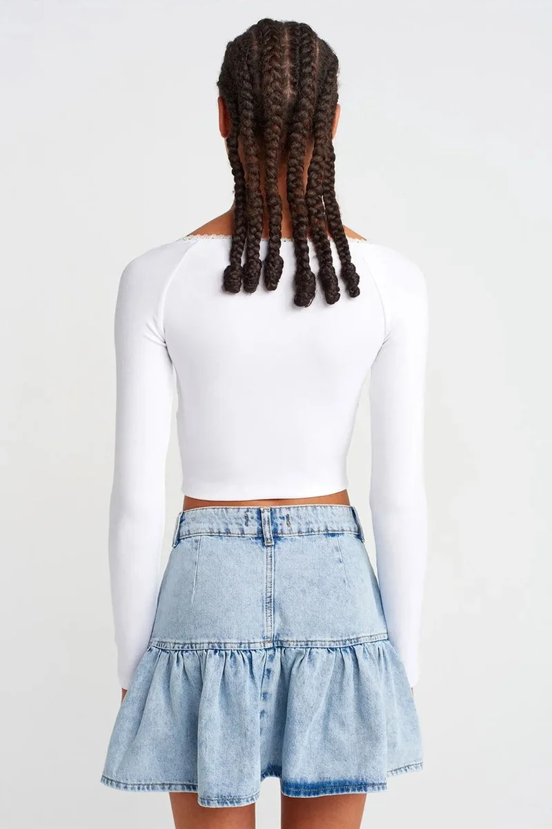 Dilvin White DILVIN Women's Ribbed Crop T-Shirt for Women | Best Price UAE