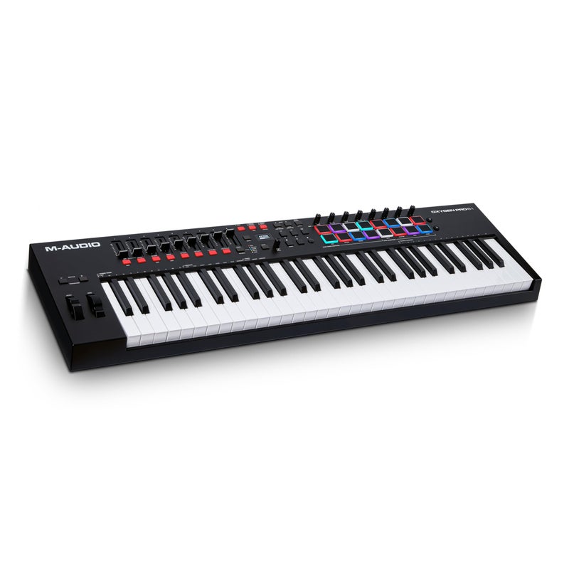 M-Audio MAUDIO Oxygen Pro 61 Key USB MIDI Keyboard Controller With Beat Pads MIDIassignable Knobs Buttons and Faders and Native Instruments Sound Package NKS Integration