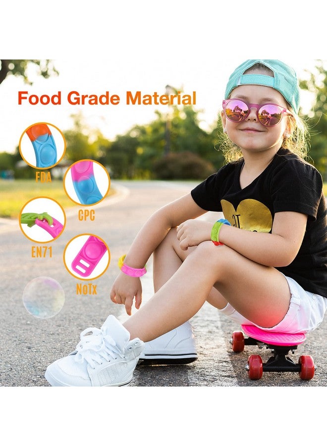 PICcircuit 90 Pcs Kids Party Favors Pop Fidget Toys Bulk Its Fidget Bracelet It Birthday Party Favors for Kids Goodie Bags Stuffers Classroom Prizes Bubble Poppers Toddlers Toy for Students Girls Boys Cheap - Image 3