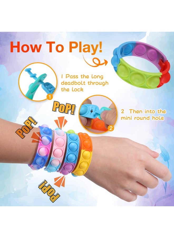 PICcircuit 90 Pcs Kids Party Favors Pop Fidget Toys Bulk Its Fidget Bracelet It Birthday Party Favors for Kids Goodie Bags Stuffers Classroom Prizes Bubble Poppers Toddlers Toy for Students Girls Boys Cheap - Image 4