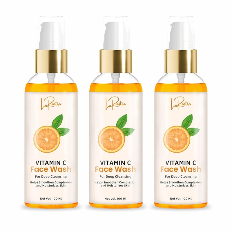 La Rostro Vitamin C Face Wash With Vitamin C And Lemon For Dark Spot Reduction Glowing Skin Dirt Removal For Men And Women No Parabens Silicone 100ml Pack of 3 - Image 1