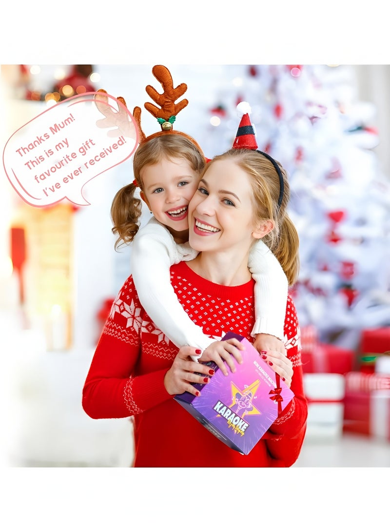 Flyview Mini Karaoke Machine for Kids, Portable Bluetooth Speaker with 2 Wireless Microphone for Adults with Led Lights, Karaoke Gifts for Girls and Boys Birthday Home Party - Image 2