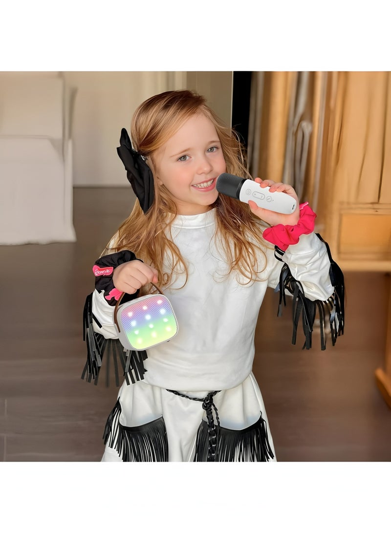 Flyview Mini Karaoke Machine for Kids, Portable Bluetooth Speaker with 2 Wireless Microphone for Adults with Led Lights, Karaoke Gifts for Girls and Boys Birthday Home Party - Image 5
