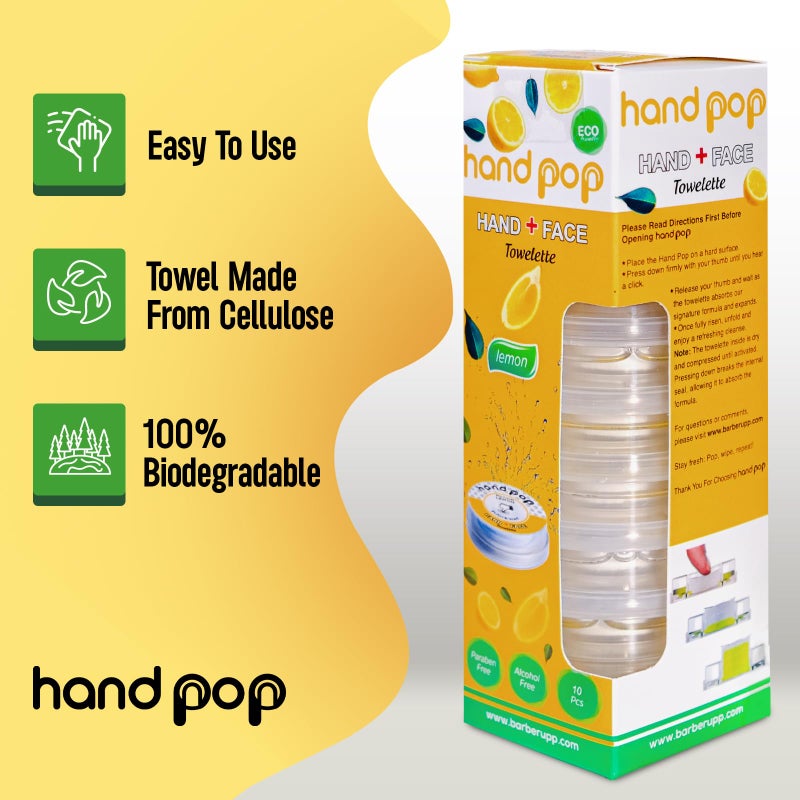 BARBERUPP Hand Pop Lemon Wipes Bulk Pack â€“ 120 Individually Wrapped Refreshing Wet Towelettes (12 Boxes of 10) â€“ Alcohol-Free, Skin-Friendly, Travel Size Wipes for Home, Office, Events & Gifting - Image 4