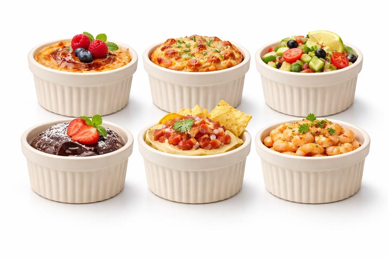 Mirakii White Ceramic Ramekin Bowl 200 ml Set of 6, Microwave and Dishwasher Safe for Serving Cereal, Dal, Dessert, Curd - Image 2