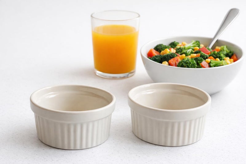 Mirakii White Ceramic Ramekin Bowl 200 ml Set of 6, Microwave and Dishwasher Safe for Serving Cereal, Dal, Dessert, Curd - Image 3