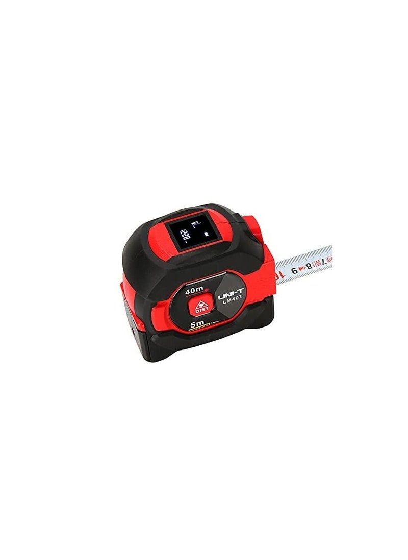 UNI-T UNI-T 40 Meter Single Button Laser Distance Meter with 5 Meter Tape 2-in-1 Digital Distance Infrared Gauge Range Finder Tapeline LCD Measuring Tape - LM40T  - Image 1
