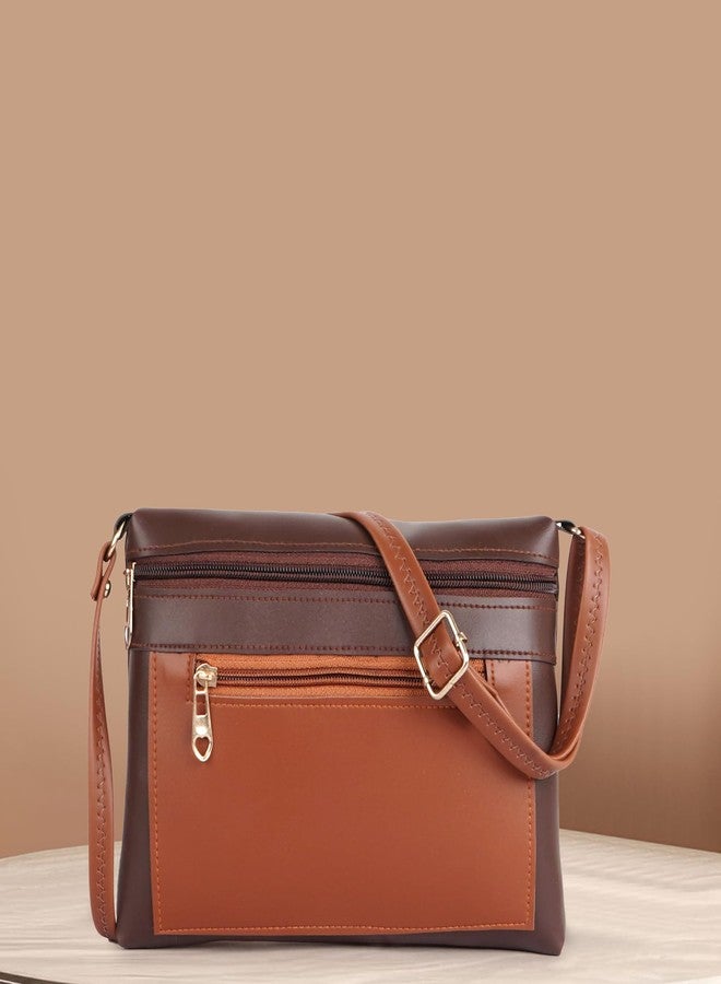 DANIEL CLARK Women Stylish Multi-Pocket Zip Closure Cross Body Bag| Travel Side Bag| Sling Pouch Bag|Messenger Shoulder Bag With Adjustable Strap (Dark Brown, 23 X 17.7 X 5 Cm) - Image 2