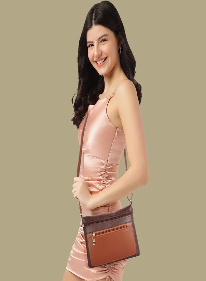 DANIEL CLARK Women Stylish Multi-Pocket Zip Closure Cross Body Bag| Travel Side Bag| Sling Pouch Bag|Messenger Shoulder Bag With Adjustable Strap (Dark Brown, 23 X 17.7 X 5 Cm) - Image 3