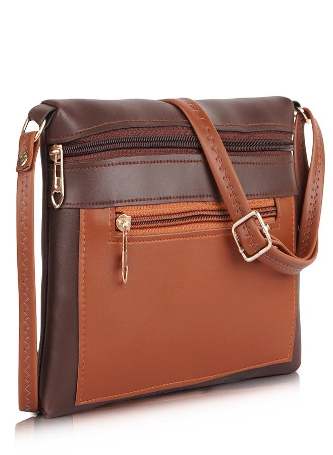 DANIEL CLARK Women Stylish Multi-Pocket Zip Closure Cross Body Bag| Travel Side Bag| Sling Pouch Bag|Messenger Shoulder Bag With Adjustable Strap (Dark Brown, 23 X 17.7 X 5 Cm) - Image 1