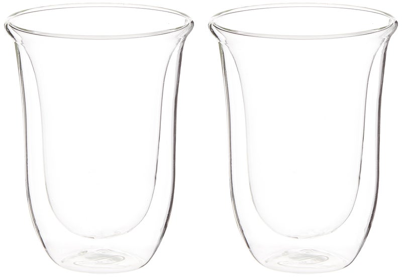 De'Longhi DeLonghi Double Walled Thermo Latte Glasses, Set of 2, 2 Count (Pack of 1), Clear, 330 milliliters - Image 1