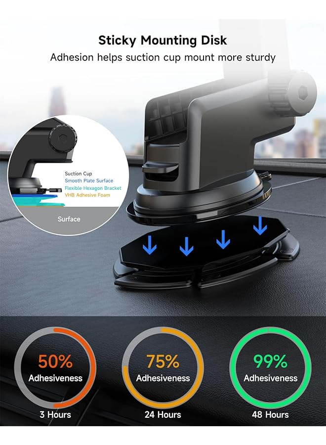 Excefore Dashboard Pad Mounting Disk - 80Mm Adhesive Suction Disc For Car Phone Mount Holder, Wireless Car Charger, Gps, Dash Cam - Image 3