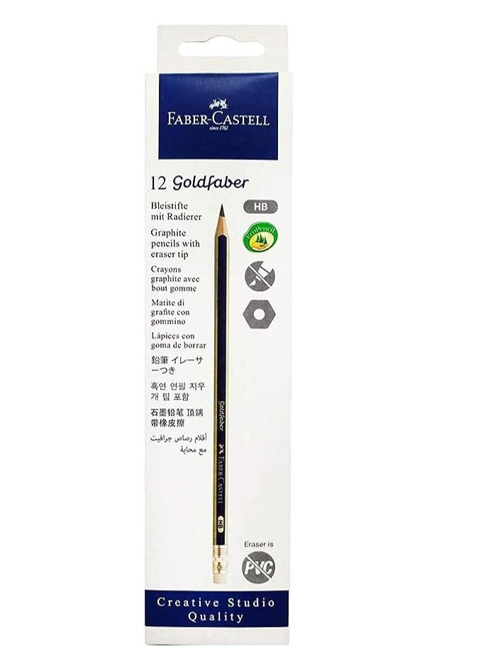FABER-CASTELL 12 قطعة من أقلام فابر الذهبية سداسية الشكل HB - Image 1