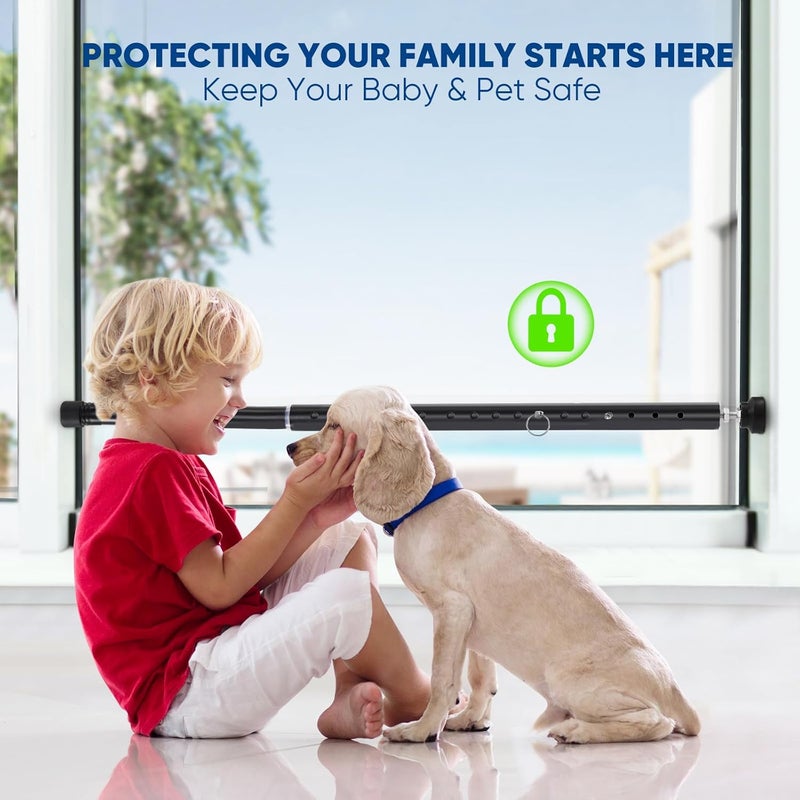 Supforce Sliding Door Security Bar, 17-55 Inches Adjustable Window Security Bars, 1 Inch Heavy Duty Sliding Door Lock Bar with Rubber Tips, Sliding Glass Door Security Bar for Home Apartment (Black) - Image 5