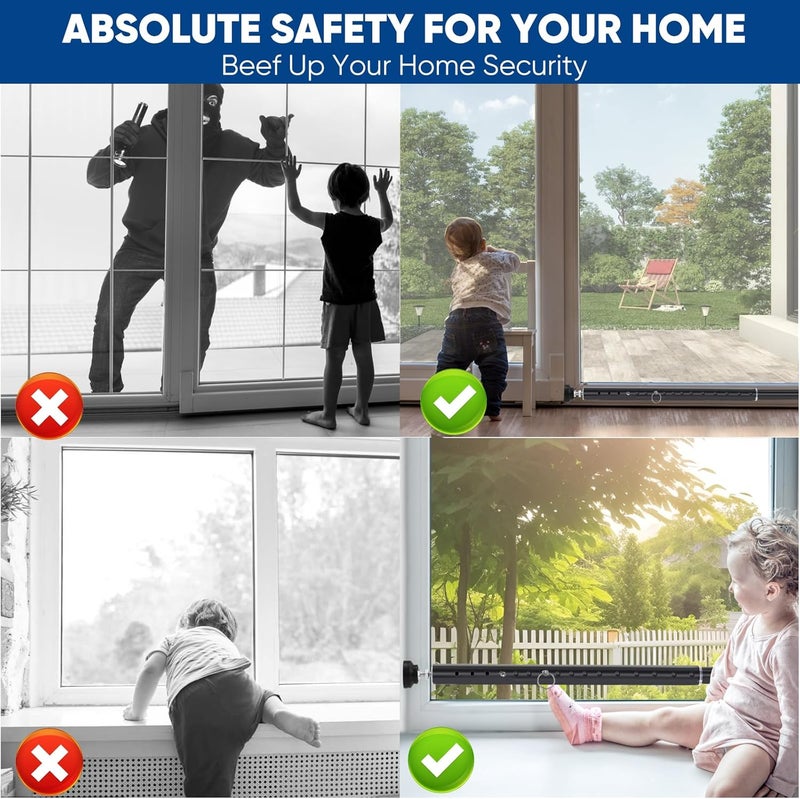 Supforce Sliding Door Security Bar, 17-55 Inches Adjustable Window Security Bars, 1 Inch Heavy Duty Sliding Door Lock Bar with Rubber Tips, Sliding Glass Door Security Bar for Home Apartment (Black) - Image 2