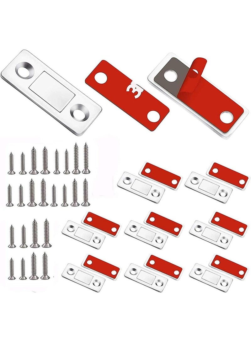 قفل باب مغناطيسي مستورد، عبوة من 8 قطع، مغناطيسات خزائن رفيعة للغاية، قفل مغناطيسي لأبواب الخزائن مصنوع من الفولاذ المقاوم للصدأ، مغناطيسات لاصقة لأبواب الخزائن، مناسب لخزائن المطبخ والأدراج، مزلاج مغناطيسي للخزائن - Image 1