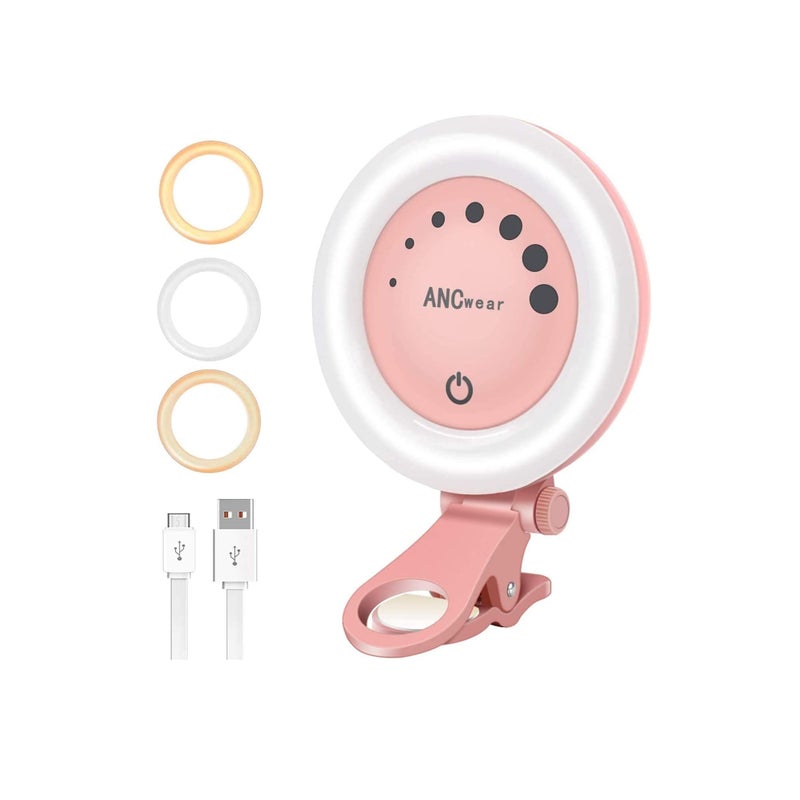 Zikra Selfie Ring Light,  for Phone for iPhone Laptop Mini Clip On and Portable Light for Photography, Makeup, 21 Light Mode 60 Led Beads 500mhA Rechargeable - Image 1