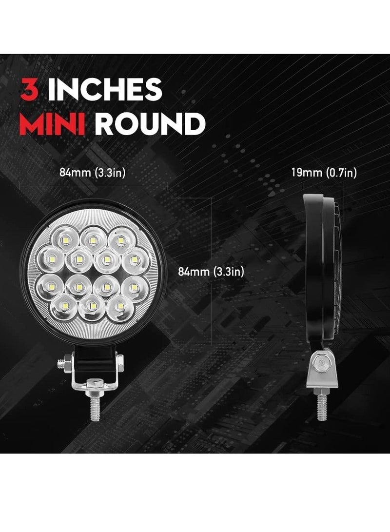 MUNTAQI LED Fog Lights, Round 3 Inch Slim Pods Spot White Driving Reverse Small Circle Work Light Bar Kit for Jeep Truck Off-Road ATV UTV SUV Car Motorcycle Boat Tractor Hood Bumper Mount (2 Pack) - Image 5