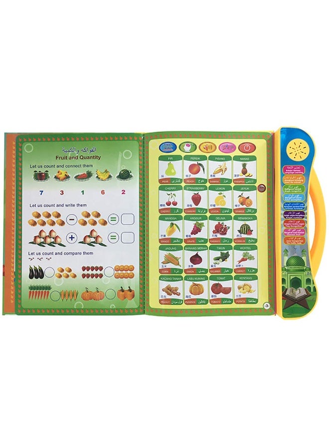 Kids Arabic Learning Toy – 4-Language Early Educational E-Book Machine – Interactive Learning Pad with Sound, Letters, and Words