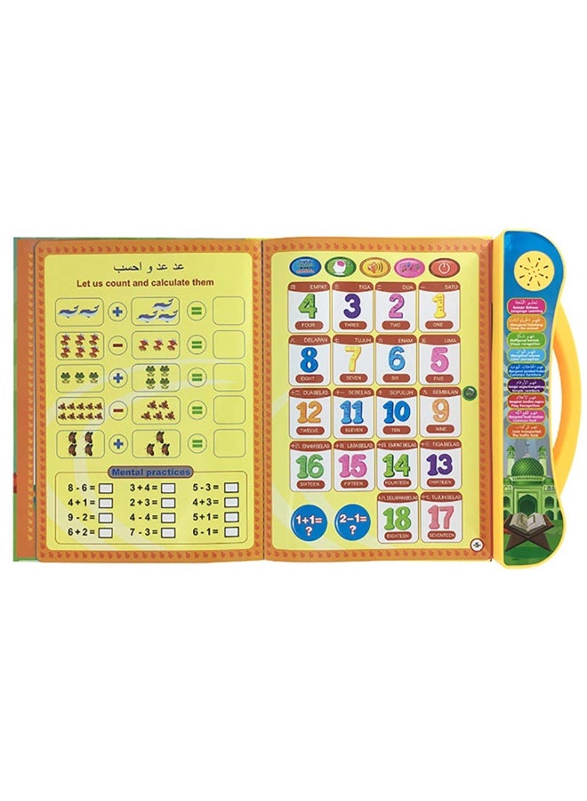 Kids Arabic Learning Toy – 4-Language Early Educational E-Book Machine – Interactive Learning Pad with Sound, Letters, and Words