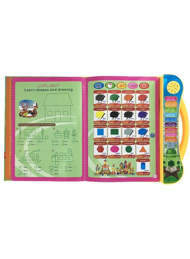 Kids Arabic Learning Toy – 4-Language Early Educational E-Book Machine – Interactive Learning Pad with Sound, Letters, and Words