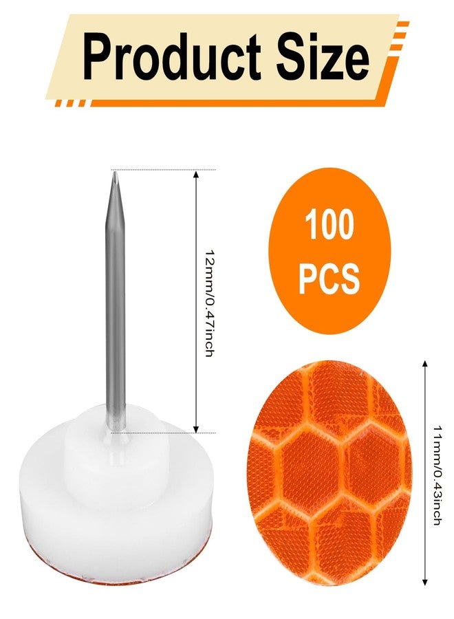 XIHIRCD مجموعة XIHIRCD من 100 قطعة من المسامير العاكسة لتحديد المسارات، عبوة صندوقية، مسامير عاكسة للمسارات، مسامير للإبهام، مسامير تتوهج في الظلام للصيد والتخييم والمشي لمسافات طويلة والبقاء على قيد الحياة في الهواء الطلق (برتقالي) - Image 2