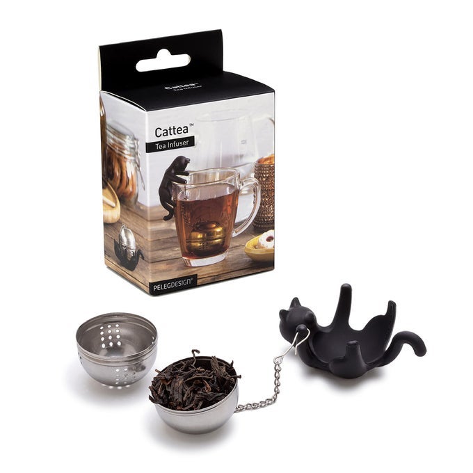 ANIMAL TEA STRAINER CAT STAINLESS STEEL CATTY TEA STRAINER TEA INFUSER BLACK