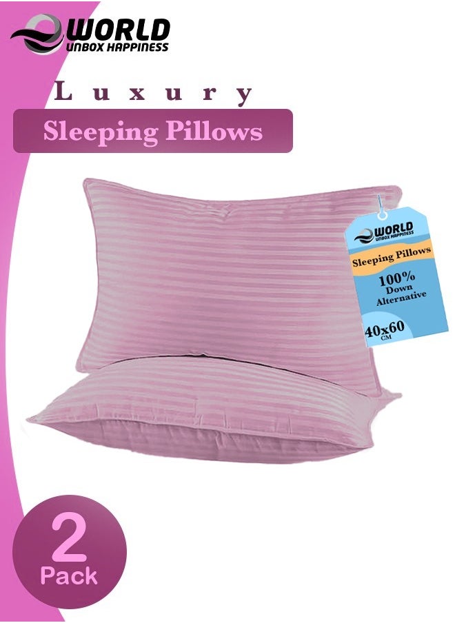 Eworld - Pack of 2 Premium Down Alternative Filled Bed Pillows, Featuring Breathable Cover, Microfiber Filling and Plush Bounce-Back Design, Hypoallergenic and Luxurious Hotel Quality Pillow Set, Available in Elegant Color Options - Image 1