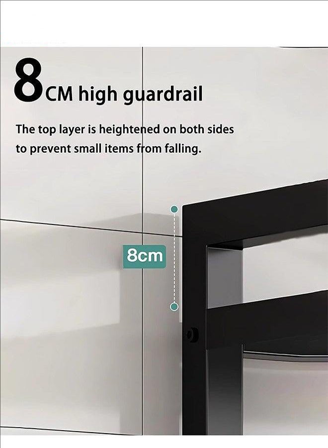 BLOOMING TIME 4-Layer Storage Rack With Sunken Iron Wire Basket, Large-Capacity Shelf Unit, Independent Metal Rack, Made Of High-Quality Thick Carbon Steel, Space-Saving, Detachable Storage Basket, Easy-To-Assemble Storage Rack For Kitchen Storage, Black  - Image 3