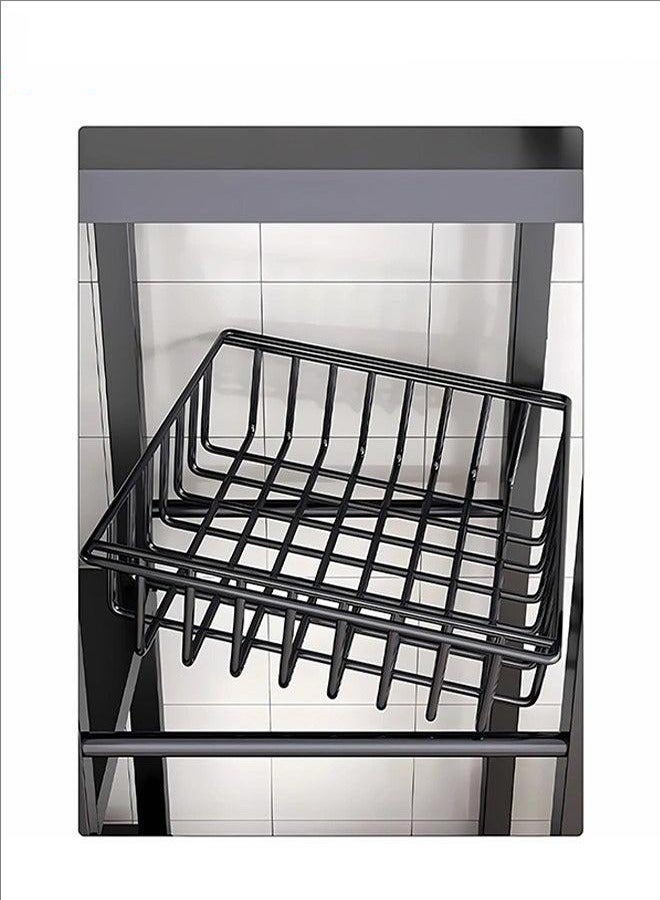 BLOOMING TIME 4-Layer Storage Rack With Sunken Iron Wire Basket, Large-Capacity Shelf Unit, Independent Metal Rack, Made Of High-Quality Thick Carbon Steel, Space-Saving, Detachable Storage Basket, Easy-To-Assemble Storage Rack For Kitchen Storage, Black  - Image 4