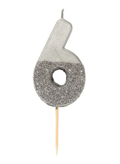 Talking Tables Silver Glitter Number Candle - 6