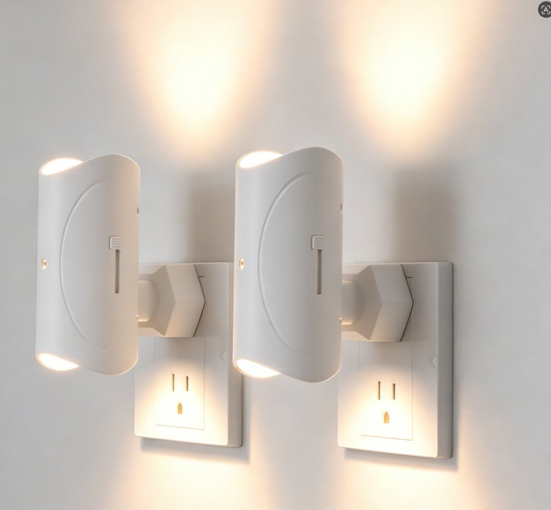 Plug-in Adjustable Brightness Rotating Light Sensor Night Lamp for Corridors, Living Rooms & Bedrooms - Image 1