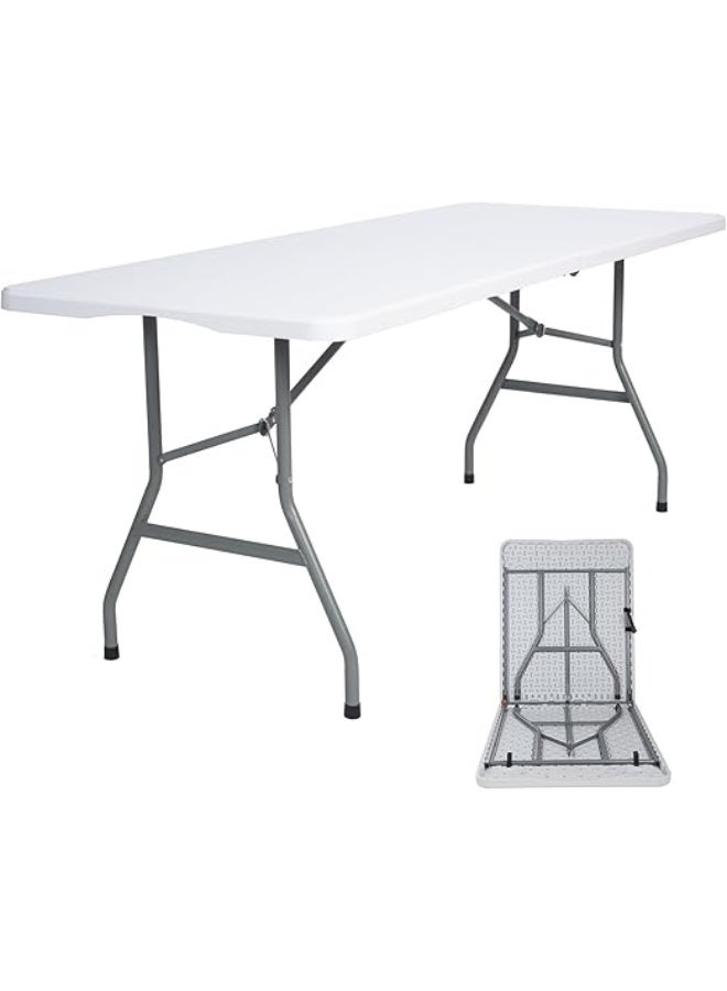 Folding Plastic Table with Sturdy Trestle – Easy to Store & Carry – Ideal for Indoor and Outdoor Use - Image 1