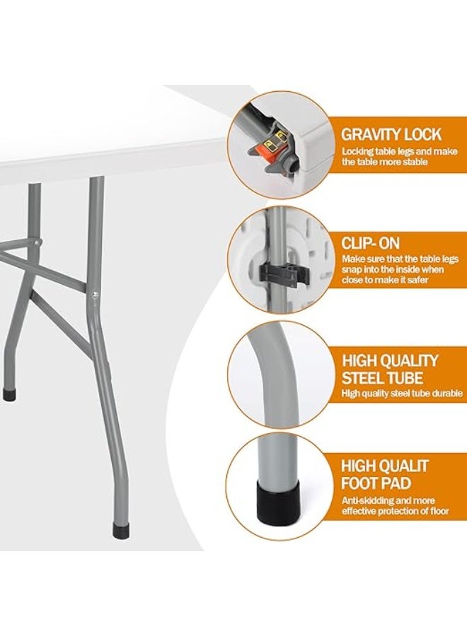 Folding Plastic Table with Sturdy Trestle – Easy to Store & Carry – Ideal for Indoor and Outdoor Use - Image 3