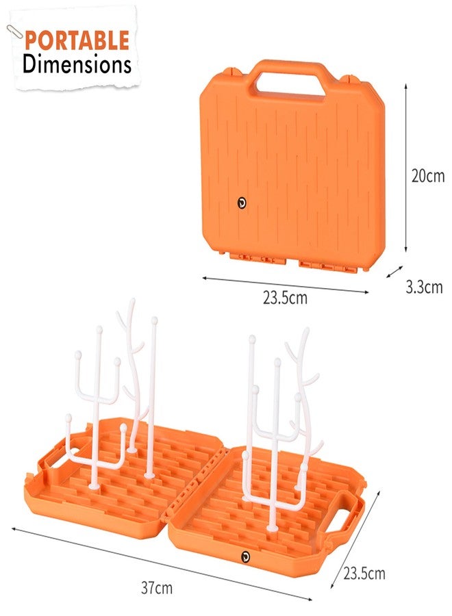 DaKos Baby Bottle Drying Rack Foldable, Storage Box, Baby Bottle Drying Rack with Cover, Baby Bottle Drying Rack with Box, Baby Feeding Bottle Drying Rack (Orange) - Image 4