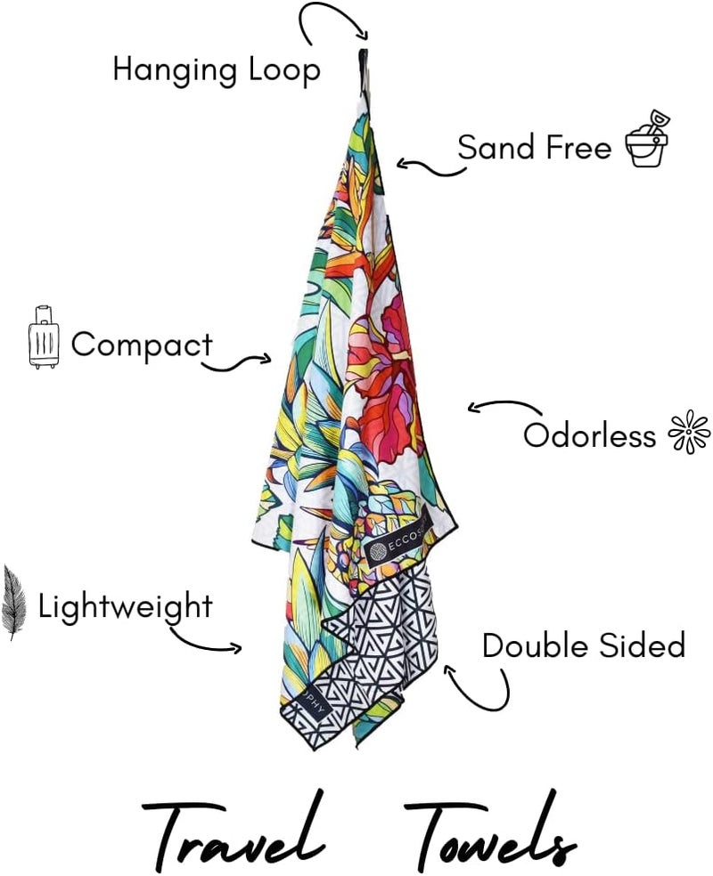 ECCOSOPHY Microfiber Beach Towel - Sand Free Towels are Quick Dry, Light Weight, Super Absorbent - Perfect Pool, Travel, Cruise, Camping Essentials - Oversized Extra Large for Adults 71x35 in - Image 4
