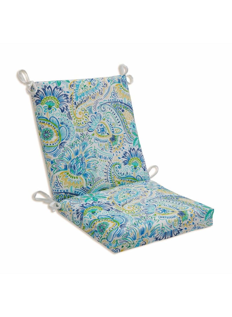 Pillow Perfect Pillow Perfect Paisley IndoorOutdoor Solid Back 1 Piece Square Corner Chair Cushion with Ties Deep Seat Weather and Fade Resistant 365 x 18 BlueYellow Gilford 