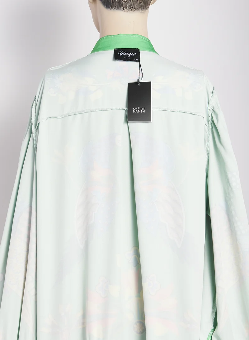 Ginger Plus Button Down A Line Printed Dress With Belt