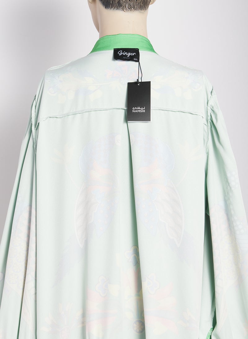 جينجر بلس فستان مطبوع بياقة وأزرار وحزام - Image 2