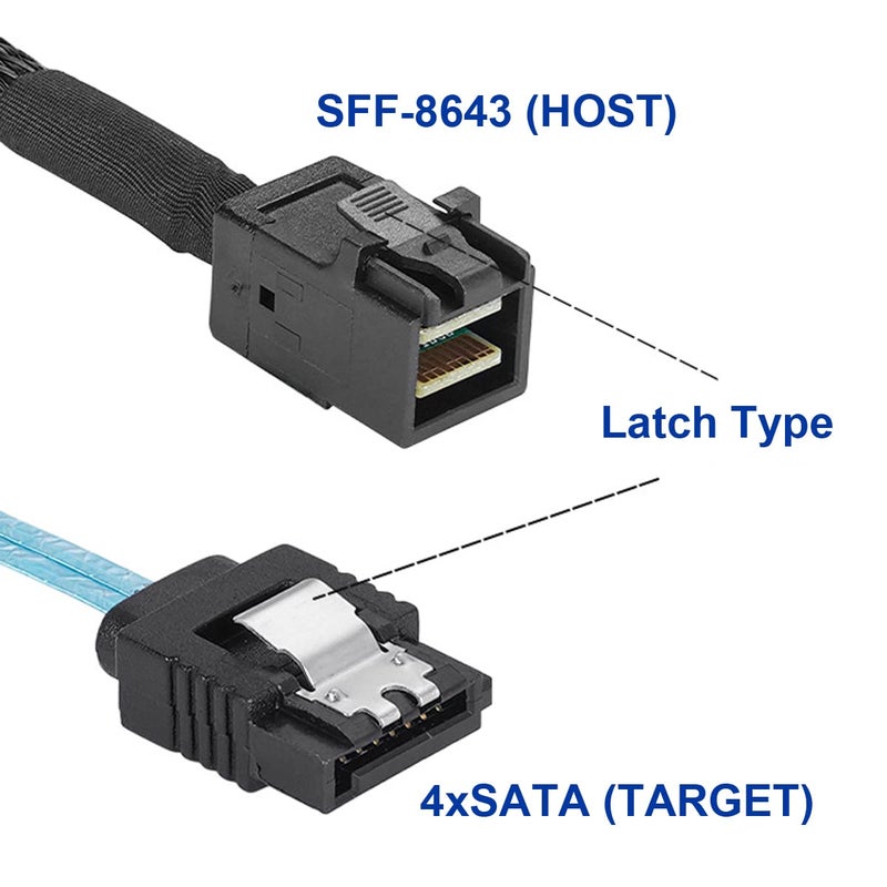 Chenyang Mini SAS SFF-8643 Host 1 to 4 SATA 7Pin Target Hard Disk 6Gbps Data Server Raid Cable 0.5M - Image 2