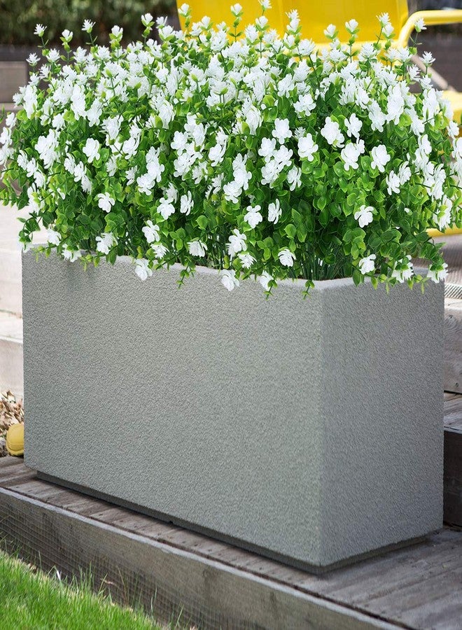 KLEMOO Artificial Flowers Fake Outdoor UV Resistant Boxwood Plants Shrubs 4 Pack, Faux Plastic Greenery for Indoor Outside Hanging Planter Home Office Wedding Farmhouse Decor (White) - Image 2