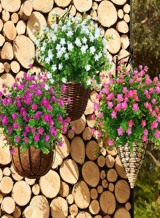 KLEMOO Artificial Flowers Fake Outdoor UV Resistant Boxwood Plants Shrubs 4 Pack, Faux Plastic Greenery for Indoor Outside Hanging Planter Home Office Wedding Farmhouse Decor (White) - Image 5