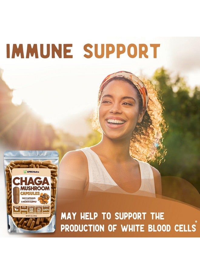 XPRS Nutra Chaga Mushroom Capsules - Premium USDA Chaga Mushrooms Capsules- Encapsulated Chaga Mushroom Powder for an Immunity Boost - Vegan Friendly Superfood for Chaga Tea and Beverages - 360 Count - Image 2