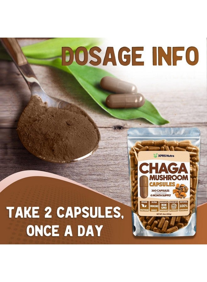 XPRS Nutra Chaga Mushroom Capsules - Premium USDA Chaga Mushrooms Capsules- Encapsulated Chaga Mushroom Powder for an Immunity Boost - Vegan Friendly Superfood for Chaga Tea and Beverages - 360 Count - Image 5