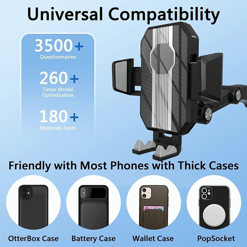 klarako Suction Cup Phone Holder, Phone Mount for Car Center Console, Awishday Phone Mount, 360 Degree Rotating Car Phone Holder, New Robot Arm Large Truck Car Bracket (Balck) - Image 5