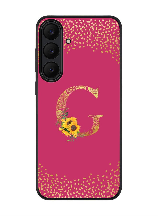 Stylizedd For Samsung Galaxy S25 FE Case,Slim fit Camera Protection, Shockproof Thin Phone cover  - Custom Floral Monogram - G ( Deep Pink )